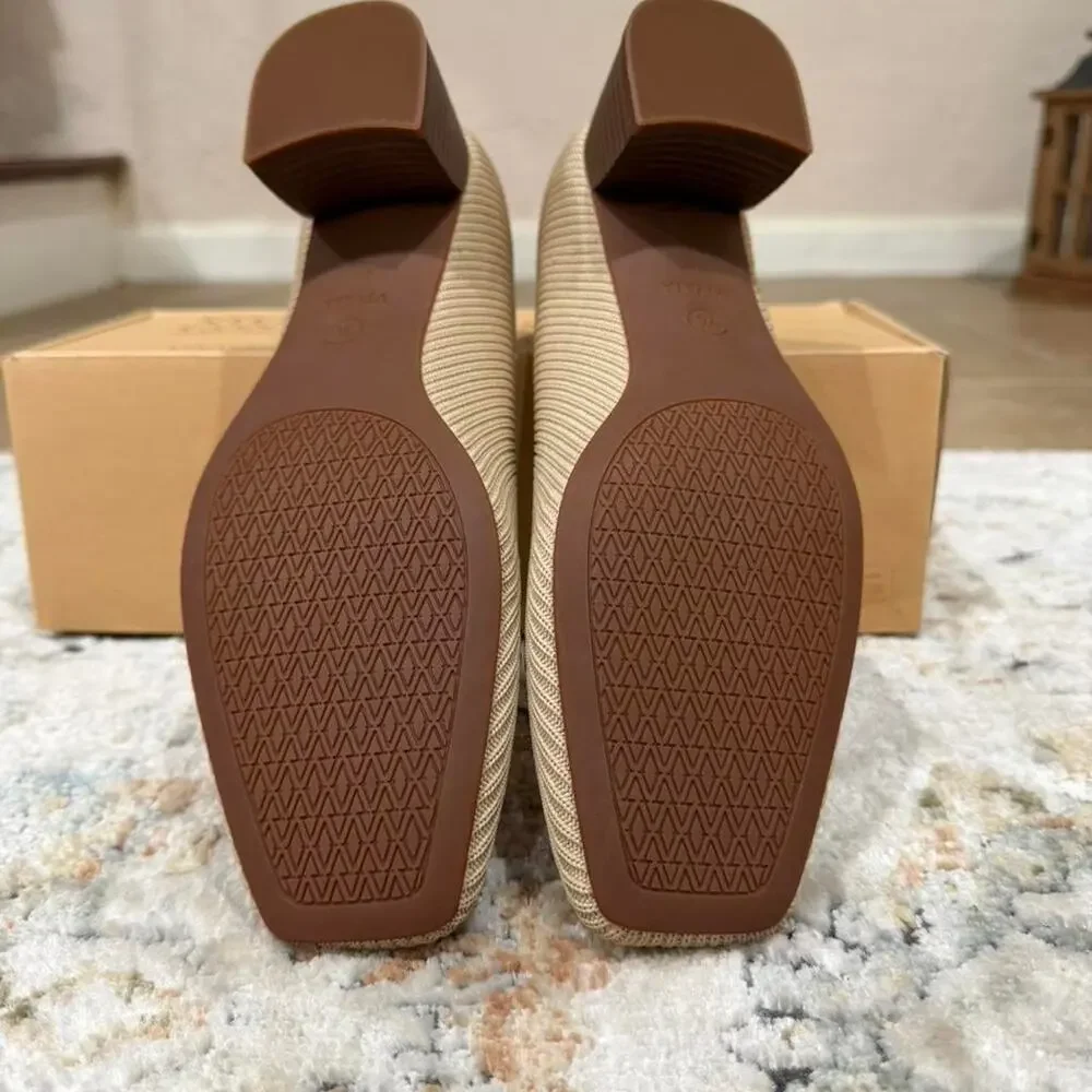 Vivaia Melody Pro Square Toe Chunky Heel in Almond